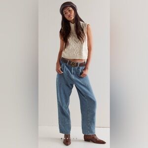 NWOT Free People S We the Free Midnight Voyage Harem Jeans in Odyssey Blue $148